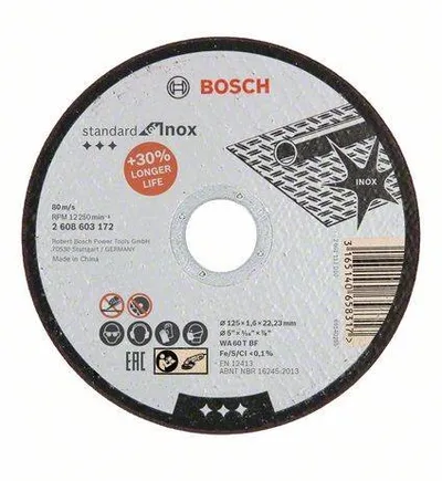 Tarcza Płaska INOX T1A 125*1.6*22 Inox-Standard BOSCH
