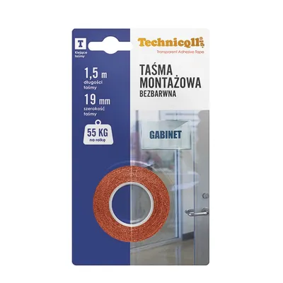 Taśma Montażowa Bezbarwna 1,5MX19MM TECHNICQLL