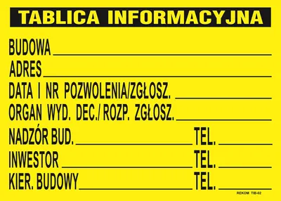 Tablica Informacyjna Budowlana 690*460MM