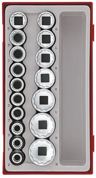 Zestaw Nasadek 12-KĄTNYCH Chwyt Kwadratowy 1/2'' 17 Cz. TENG TOOLS