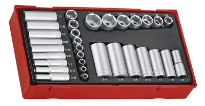 Zestaw Nasadek Calowych Chwyt Kwadratowy 1/4'' I 3/8'' 32 Cz. TENG TOOLS