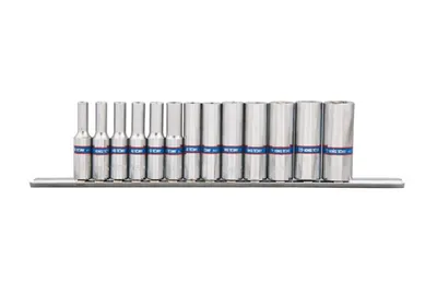 Zestaw Nasadek 1/4'' Długie 4-14MM 6-KĄT 13 Cz. Szyna KING TONY