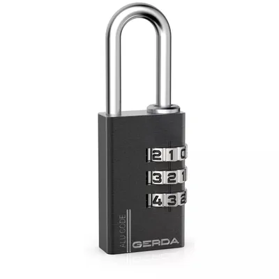 Kłódka Pałąkowa Aluminiowa Szyfrowa 3 Dyski Kas S30 GERDA - Czarna