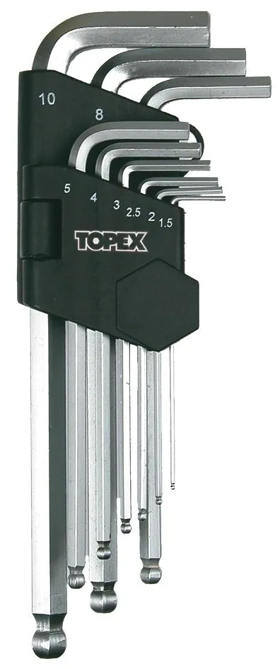 Klucze Imbusowe Z Kulką 9 Sztuk 1,5-10MM TOPEX