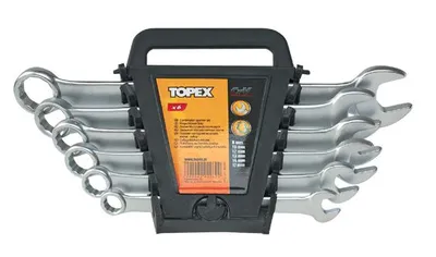 Komplet Kluczy Płasko-Oczkowych 6-SZTUKOWY 8-17MM Premium TOPEX