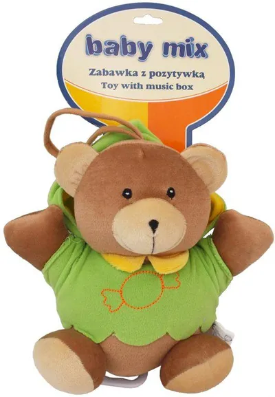 BABY MIX TK/P/1034-0700 Pozytywka Pluszowa Miś W Zielonym Kubraczku 46552
