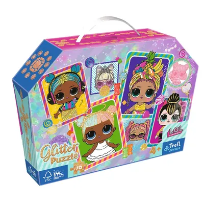 TREFL 53016 Puzzle 70 Glitter W Kuferku - Kolorowe Laleczki L.O.L