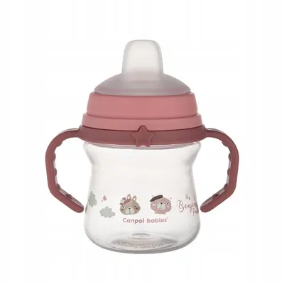 CANPOL 56/612 Kubek Z Silikonowym Ustnikiem FirstCup 150ml BONJOUR Pink