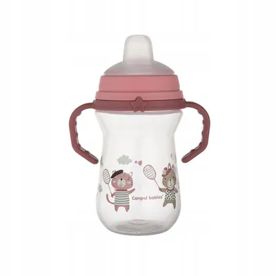 CANPOL 56/613 Kubek Z Silikonowym Ustnikiem FirstCup 250ml BONJOUR Pink