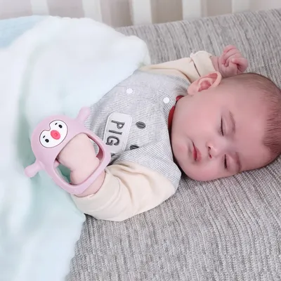 SMILY MIA M120302-2 Gryzaki Silikonowe Pingwin I Renifer Light Pink