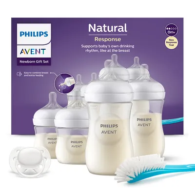 AVENT SCD838/11 Zestaw 4 Butelek Responsywnych+szczotka Do Butelek+smoczek Do Butelki