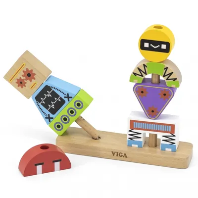 VIGA 44652 Układanka Piramidka Roboty+Wzory