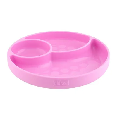 CHICCO 00010216100000 Talerz Silikonowy 3-DZIELNY Girl