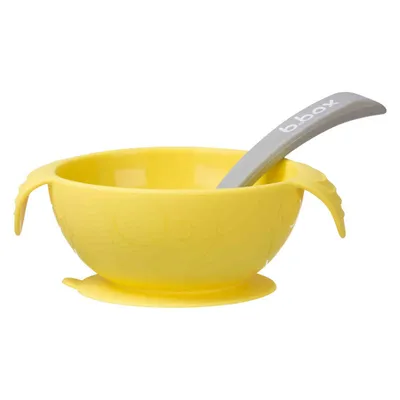 B.BOX BB00473 Silikonowa Miseczka Z Przyssawką I Łyżeczką Lemon Sherbet