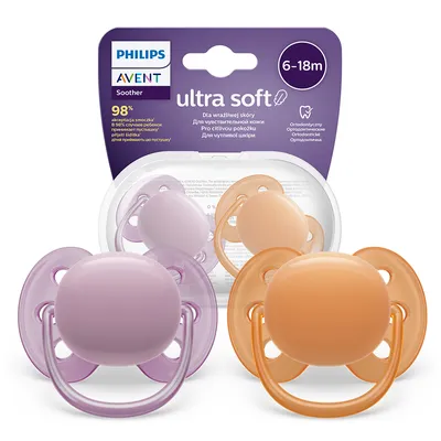 AVENT SCF091/33 Smoczek Ultra Soft 6-18M Pomarańcz/Fiolet