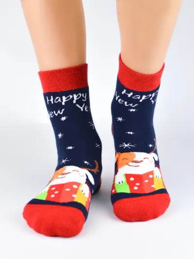 NOVITI SF012-U-01 Skarpety Frotte XMAS Happy New Year 31/34