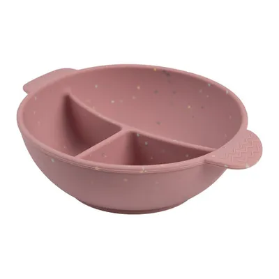 CANPOL 51/403 Silikonowa Miska Z 3 Przegródkami I Przyssawką 360ml DOTS - Różowa