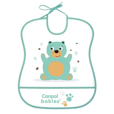 CANPOL 2/919 Śliniak Plastikowy Miękki - Mint Bear