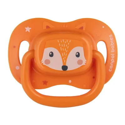 CANPOL 34/926 Smoczek Uspokajający Silikonowy 18+ Symetryczny Cute Animals - Pomarańczowy