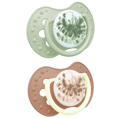 LOVI 22/917 Smoczek Silikonowy Dynamiczny 0-3 m 2 szt Tie Dye Green Girl