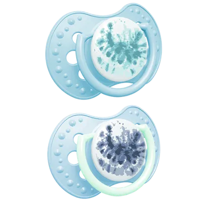 LOVI 22/919 Smoczek Silikonowy Dynamiczny 6-18M 2 szt Tie Dye Blue Boy