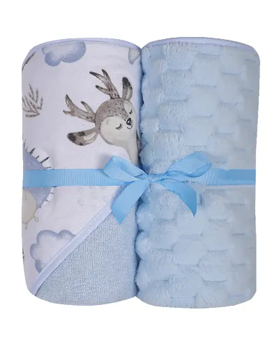 DUET BABY 547 Okrycie Kąpielowe DRUK FROTTE 100x100 cm + Kocyk KOSTKA 80x90 cm