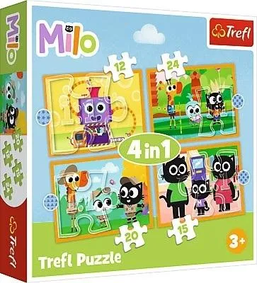 TREFL 34654 Puzzle 4w1 Poznaj Milo I Jego Przyjaciół