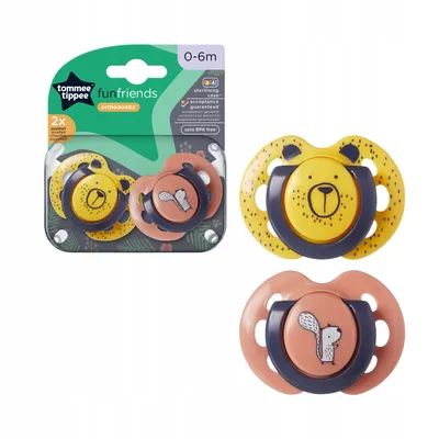 TOMMEE TIPPEE TTP43335796 Smoczek Uspokajający FUN FRIENDS 0-6M 2PAK