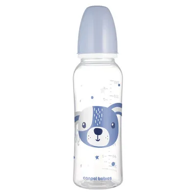 CANPOL 11/841 Butelka Standardowa 250ml CUTE ANIMALS - Niebieska