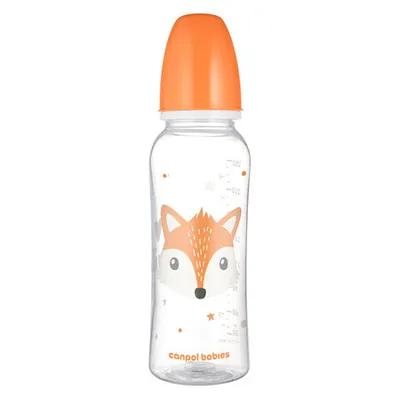 CANPOL 11/841 Butelka Standardowa 250ml CUTE ANIMALS - Pomarańczowa