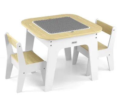 MILLY MALLY 6090 Zestaw Mebli Olaf Blocks - Stolik I Dwa Krzesełka White