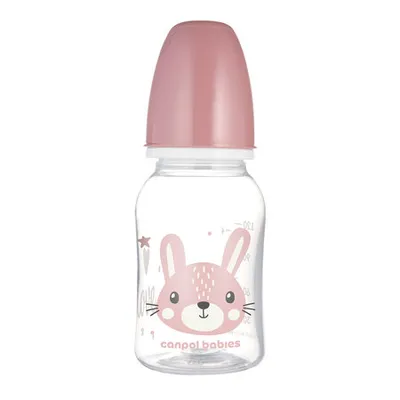 CANPOL 11/851 Butelka Standardowa 120ml CUTE ANIMALS - Różowa