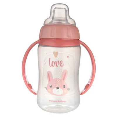 CANPOL 56/512_PINK2 Kubek Treningowy Z Miękkim Ustnikiem 320 ml CUTE ANIMALS