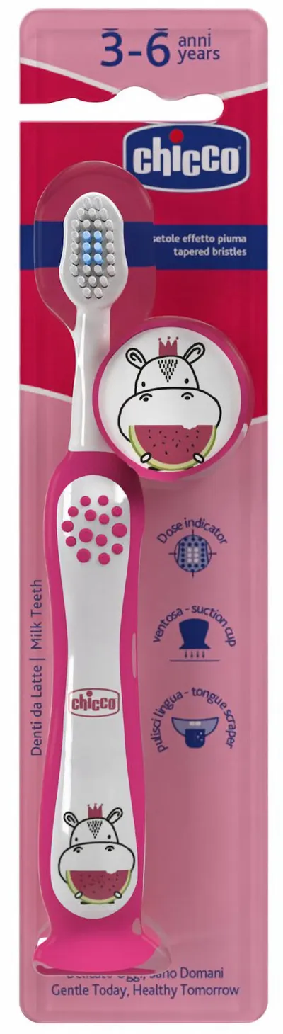 CHICCO 00012083000000 Szczoteczka Do Mycia Zębów Hipcio 3-6L