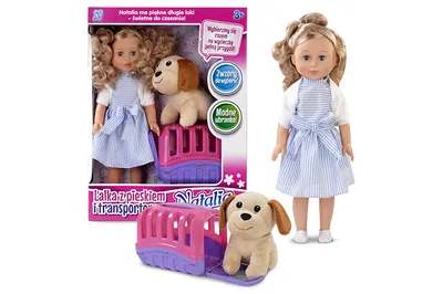 ARTYK 122873 Lalka NATALIA W Sukience Z Pieskiem I Transporterem