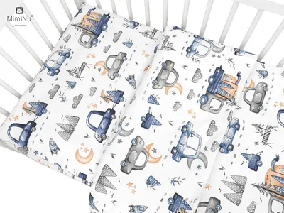 KIECZMERSKI Pościel C-2 100x135 cm MIMINU DESIGN Samochodziki Niebieskie Bawełna 100%