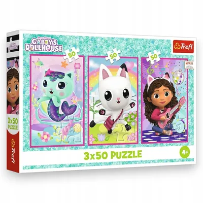 TREFL 34876 Puzzle 3x50 Poznajcie Gabby I Kotki