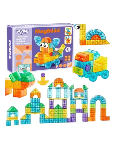 WOOPIE 55884 Klocki Magnetyczne Przeźroczyste 43 el