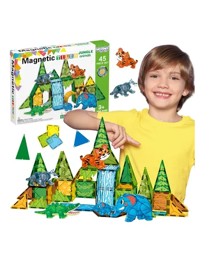 WOOPIE 558600 Klocki Magnetyczne 3D Dżungla 45 el