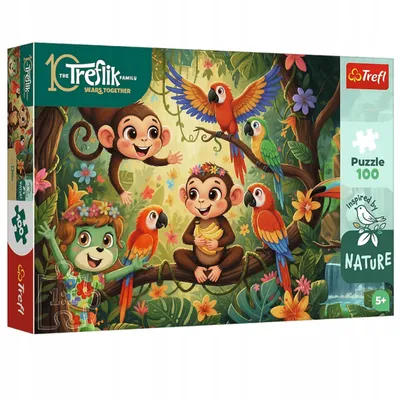 TREFL 16570 Puzzle 100 Małpki I Przyjaciele / Rodzina Treflików