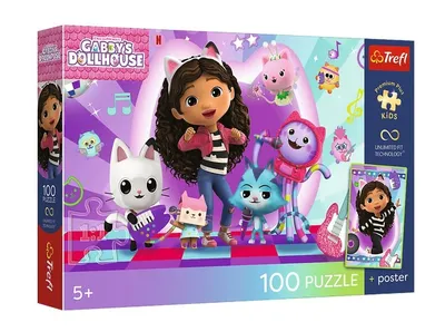 TREFL 16551 Puzzle 100 Kolorowy Koci Świat / Gabby's Dollhouse
