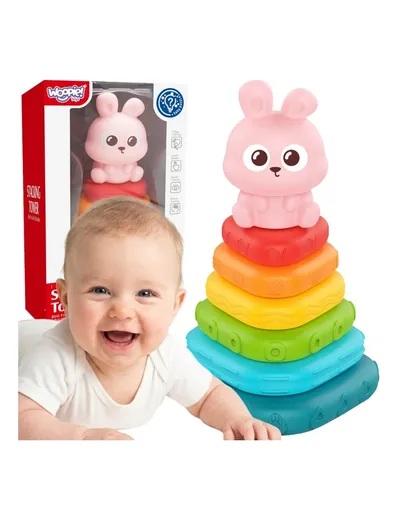 WOOPIE BABY 59332 Piramidka Sensoryczna Wieża Króliczek