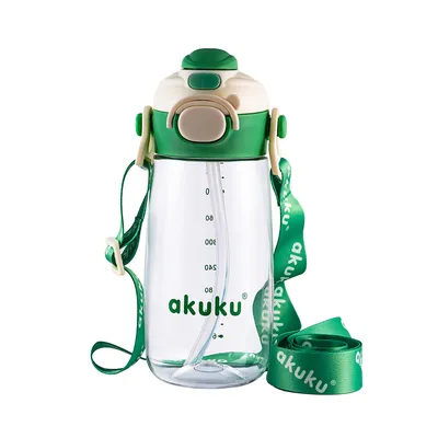 AKUKU A0724 Bidon Ze Słomką Szkolny 480ml - Zielony