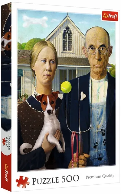 TREFL 37526 Puzzle 500 American Gothic: Psia Edycja