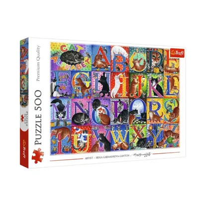 TREFL 37527 Puzzle 500 Koci Alfabet