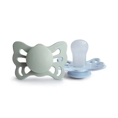FRIGG F100455 Butterfly Smoczek Anatomiczny 2-PAK Silikon 0-6M Sage / Powder Blue