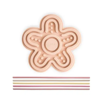 Mushie MU102301 Tablica Sensoryczna Labirynt Przeplatanka Kwiatek