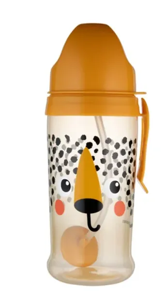 CANPOL 56/510_ORA Bidon Niekapek Z Rurką I Odważnikiem BabiesBoo Gepard Orange