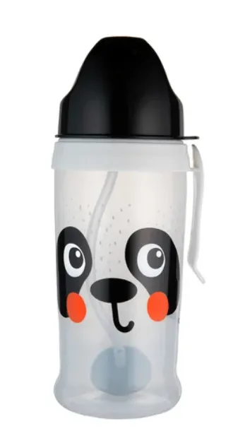 CANPOL 56/510_WHI Bidon Niekapek Z Rurką I Odważnikiem BabiesBoo Panda White