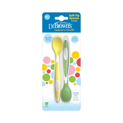 Dr.Browns TF011 Łyżeczki Do Karmienia 2-PAK - Żółto-Zielone